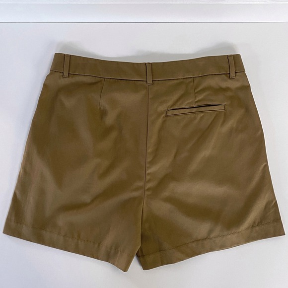 NWT High-Rise Tailored Trouser Shorts L Golden Brown Pleated Classic Chic 5" NEW - Picture 5 of 8